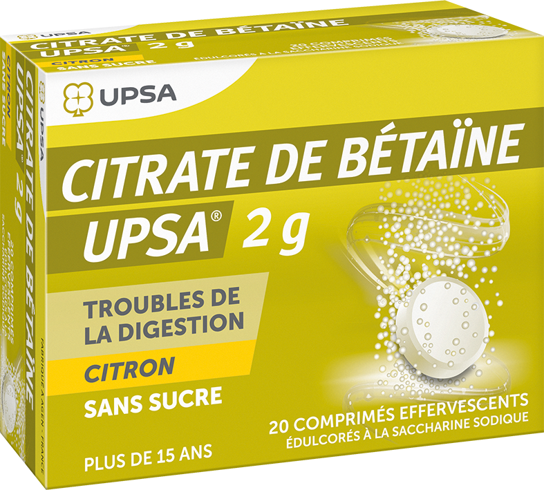 image Citrate de Bétaïne Citron 2 g Sans Sucre  Boîte de 20 comprimés effervescents (12 pdts)